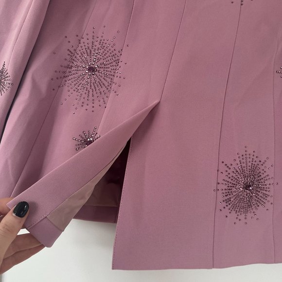 Cinq à Sept Cheyenne Crepe Blazer Jacket Staburst Rhinestone Embellishment Mauve - Picture 11 of 11
